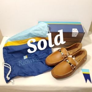 Riomar The Waterman Tan Leather Loafer Nonskid Cocoa Sole Deck Boat Shoes Size 9